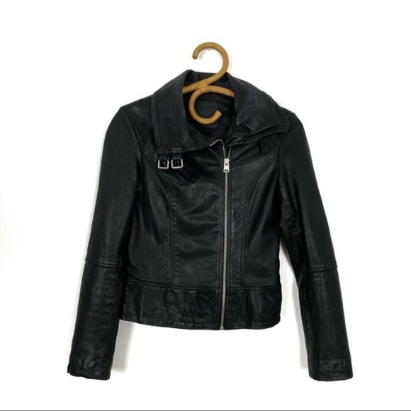 All Saints | Belvedere Biker Leather Moto Jacket in Black Size 0 - Picture 3 of 15